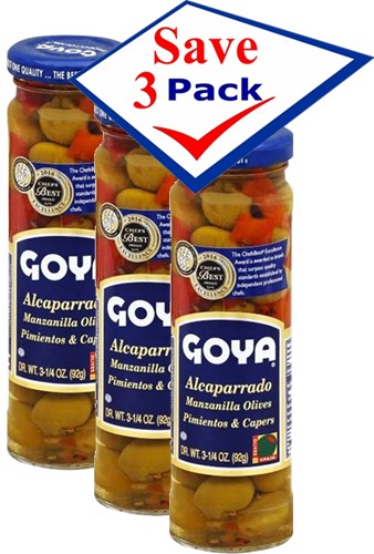 Goya alcaparrado. Manzanilla olives, pimientos & capers 2  oz Pack of 3
